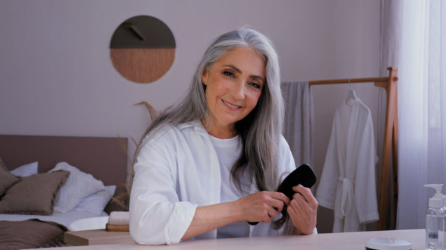 Portrait Elderly Mature Middle-aged Lady Old 50s Aged Caucasian coiffure femme
